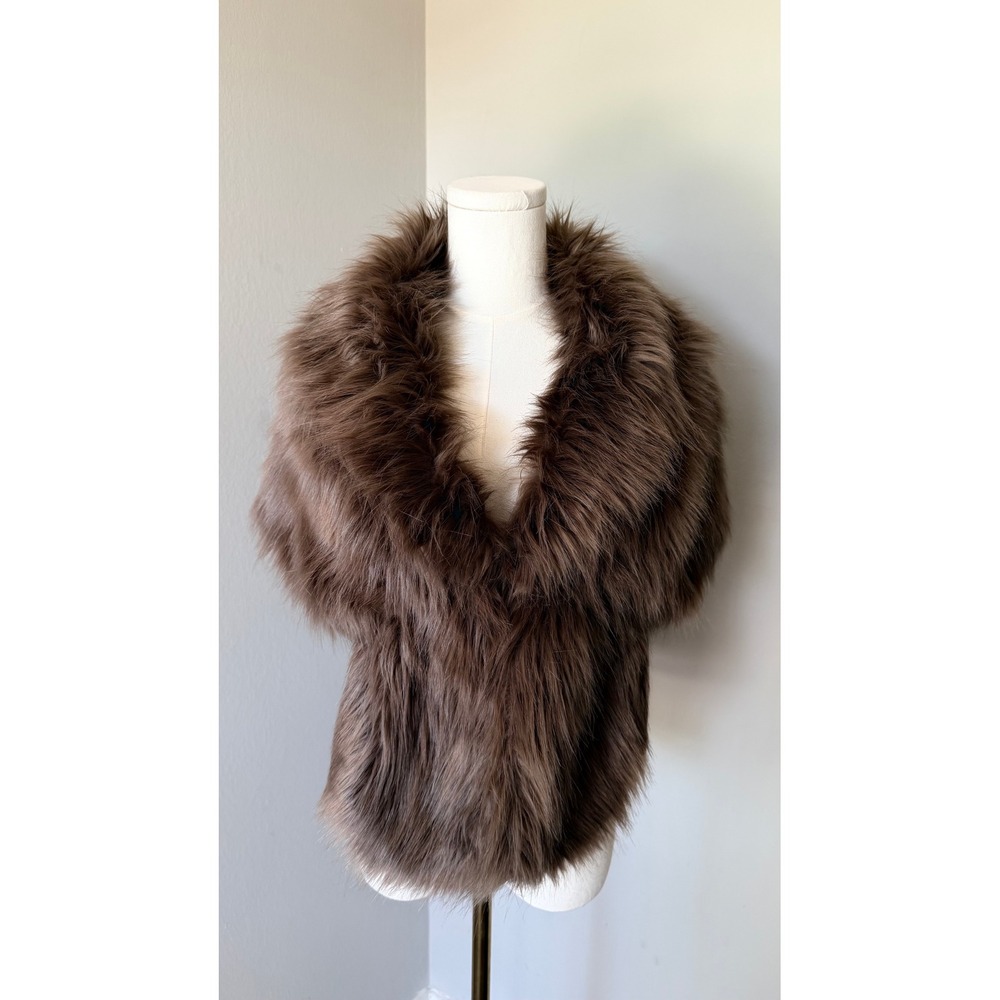 Liangdianpicao Faux Fur Stole Capelet Brown Fluffy Bridal Evening Wrap